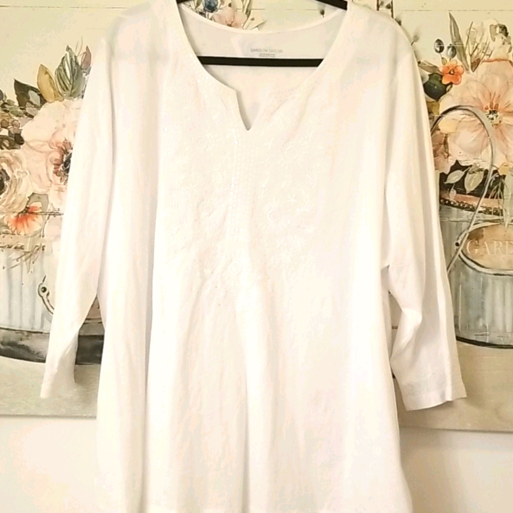 NWT Carolyn Taylor 100% Cotton Embroidery Tunic